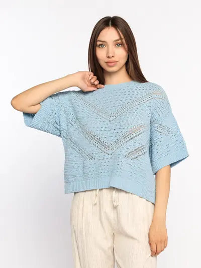 Джемпер вязаный голубого цвета